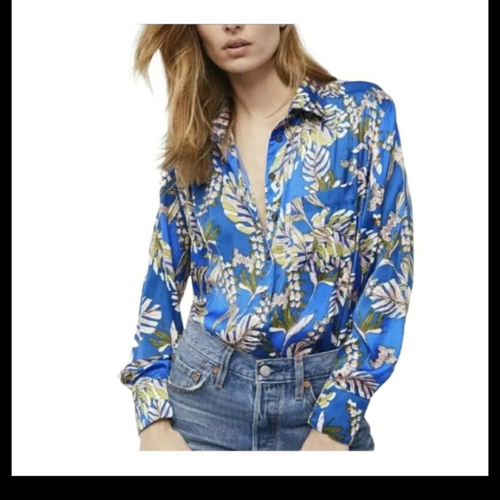 Free People Long Sleeves Print Blouse